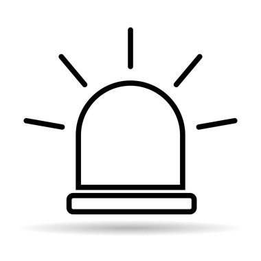 Siren yangın alarmı işareti, tehlike işareti ışık işareti, ambulans polisi uyarı vektör çizimi .