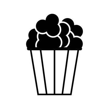 Patlamış mısır tasarım ikonu, web mısır kutusu abur cubur düz vektör çizim elementi .