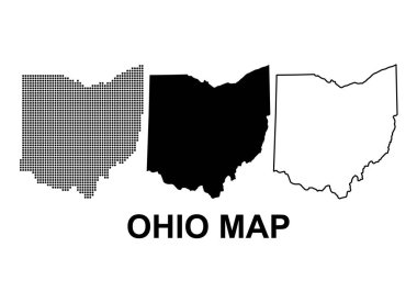 Ohio haritası seti, Amerika Birleşik Devletleri. Düz konsept vektör çizimi .