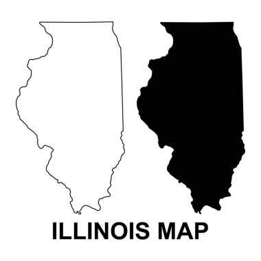 Illinois haritası seti, Amerika Birleşik Devletleri. Düz konsept vektör çizimi .