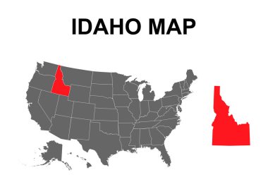 Idaho haritası şekli, Amerika Birleşik Devletleri. Düz konsept simge vektör çizimi .