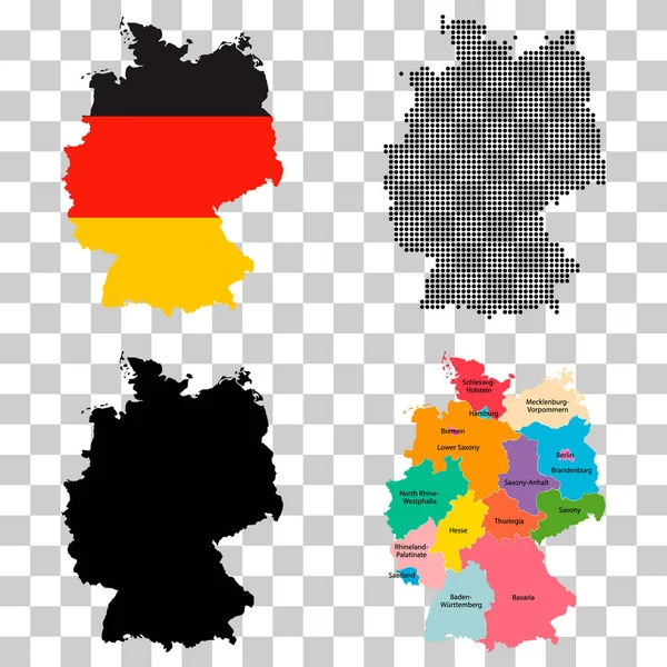 ドイツ地図のアイコンのセット 地理的空白の概念 孤立したグラフィック背景ベクトル図 — ストックベクタ