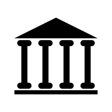 Building university architecture icon, museum roman symbol, flat design vector illustration .