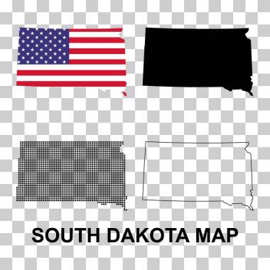 Set of South Dakota map shape, united states of america. Flat concept vector illustration .