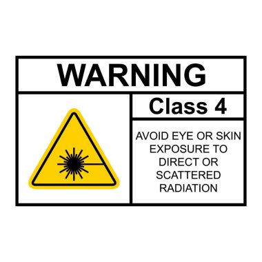 Laser radiation danger class 4 label icon, safety information symbol vector illustration .