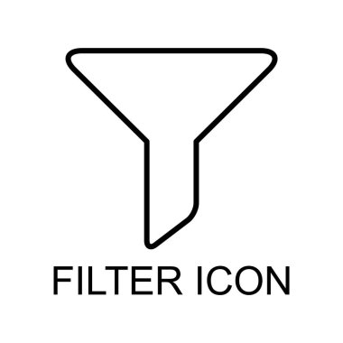 Filtre düğmesi ağ şekli simgesi, düz filtreleme sembolü, huni işareti çizimi .