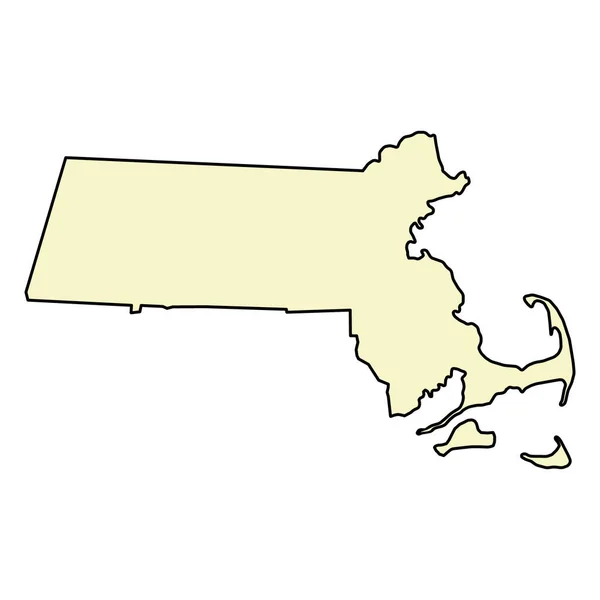 Massachusetts Bentuk Peta Amerika Serikat Ilustrasi Vektor Simbol Konsep Datar - Stok Vektor