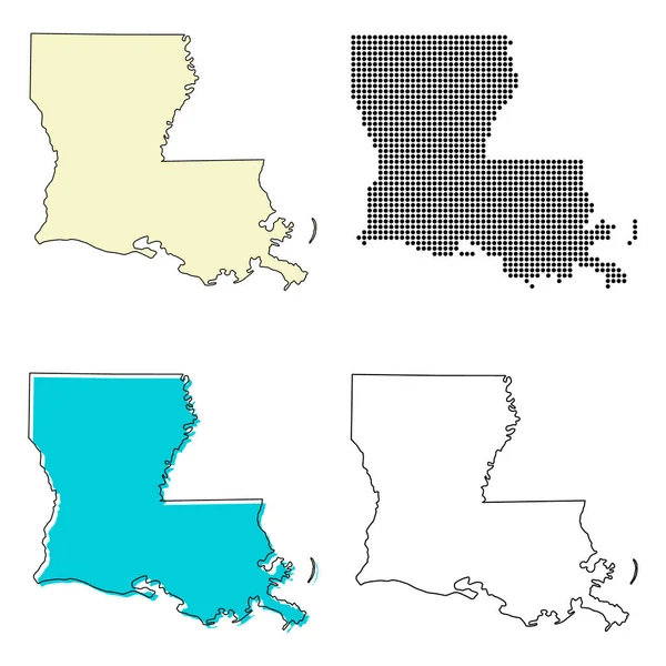 Conjunto Mapa Louisiana Estados Unidos América Ilustração Vetorial Ícone Conceito — Vetor de Stock