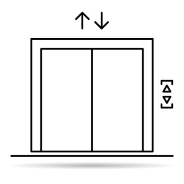 Asansör simgesi gölgesini kaldırın, grafik tasarım işareti, bina kapısı sembolü illüstrasyonu .