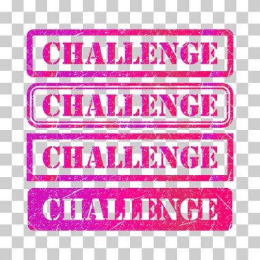 Challenge pul sembolü seti, etiket etiketi işareti düğmesi, metin sancak vektör illüstrasyonu .