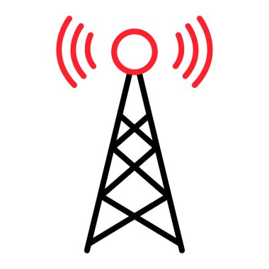 Sinyal kulesi simgesi, kablosuz ağ işareti, anten dalgası radyo vektör çizimi .