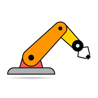 Mekanik robot kol makinesi gölge ikonu, teknoloji hidrolik robot el, vektör illüstrasyonu .