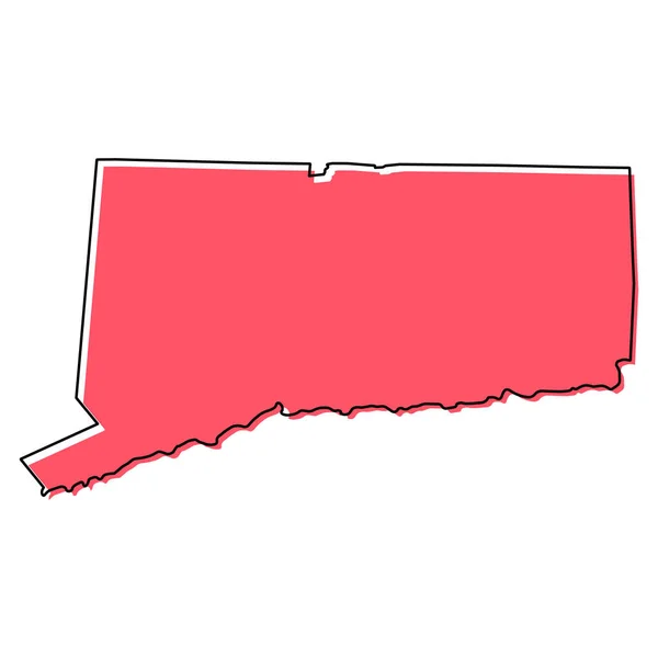 Mappa Del Connecticut Stati Uniti America Concetto Piatto Icona Simbolo — Vettoriale Stock