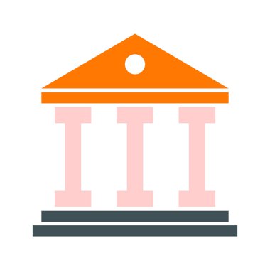 Building university architecture icon, museum roman symbol, flat design vector illustration .