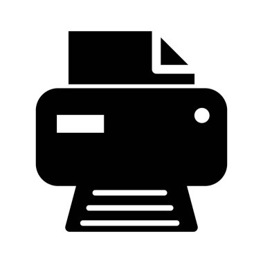 Yazıcı belgesi web simgesi, yazdırma makinesi teknolojisi düz işaret çizimi .