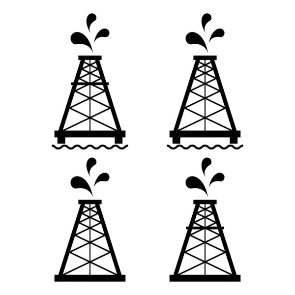 Conjunto Plataforma Aceite Icono Gráfico Plano Señal Gas Torre Industria — Archivo Imágenes Vectoriales