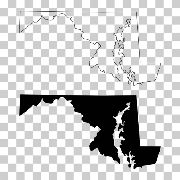 Maryland Haritası Seti Amerika Birleşik Devletleri Düz Konsept Vektör Çizimi — Stok Vektör