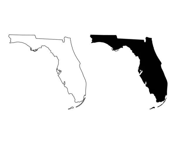 Set Peta Florida Amerika Serikat Negara Ilustrasi Vektor Ikon Konsep - Stok Vektor