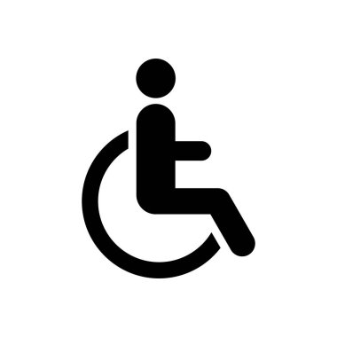 Tuvalet tekerlekli sandalye wc sembolü, düz ağ düğmesi, tuvalet vektör illüstrasyon bilgileri .