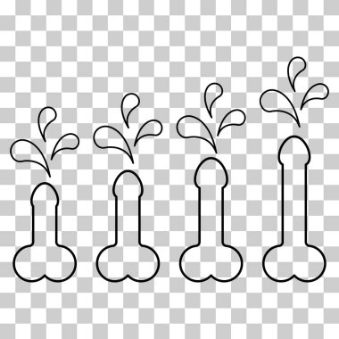 Set of Man anatomy organ, penis pictogram icon, masculine genital web graphic vector illustration .