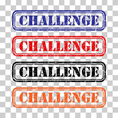 Challenge pul sembolü seti, etiket etiketi işareti düğmesi, metin sancak vektör illüstrasyonu .