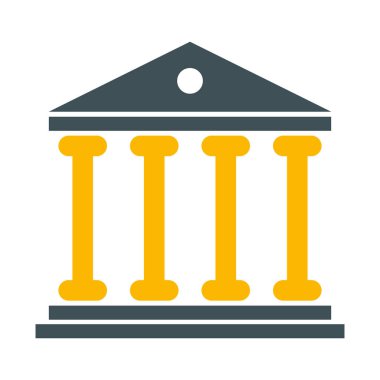 Building university architecture icon, museum roman symbol, flat design vector illustration .