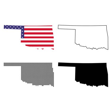 Set of Oklahoma map, united states of america. Flat concept symbol vector illustration .