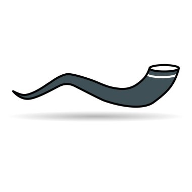 Shofar horn shadow icon, graphic religion design symbol, ritual web sign vector illustration .