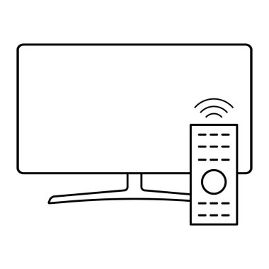 Uzak TV aygıtı simgesi, kontrol teknolojisi medya televizyon işareti, web dijital vektör illüstrasyonu .