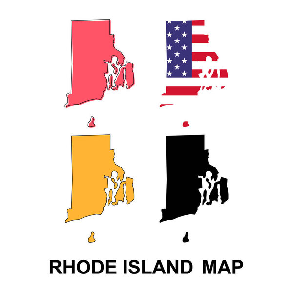 Set of Rhode island map, united states of america. Flat concept symbol vector illustration .