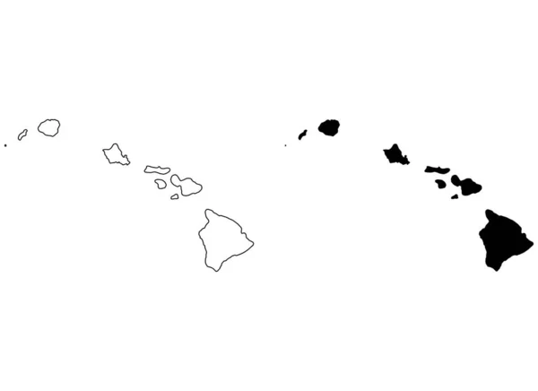 Conjunto Mapa Hawaii Estados Unidos América Icono Concepto Plano Símbolo — Archivo Imágenes Vectoriales