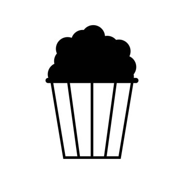 Patlamış mısır tasarım ikonu, web mısır kutusu abur cubur düz vektör çizim elementi .