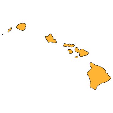 Hawaii haritası şekli, Amerika Birleşik Devletleri. Düz konsept simge vektör çizimi .