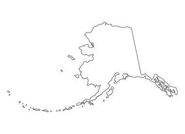 Alaska haritası şekli, Amerika Birleşik Devletleri. Düz konsept simge vektör çizimi .