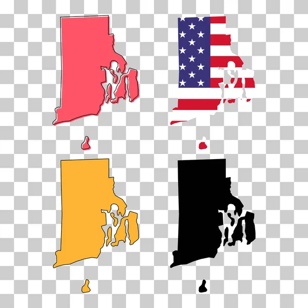Set Rhode Island Map United States America Flat Concept Symbol — Vector de stock