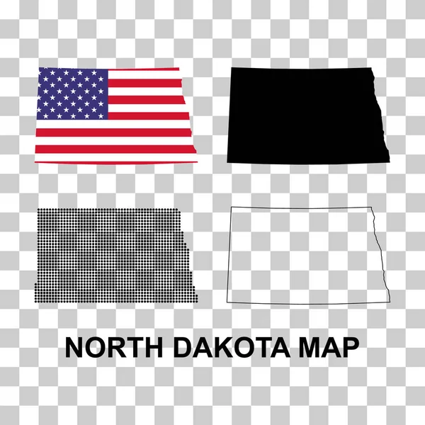 Set North Dakota Map United States America Flat Concept Icon — Stok Vektör