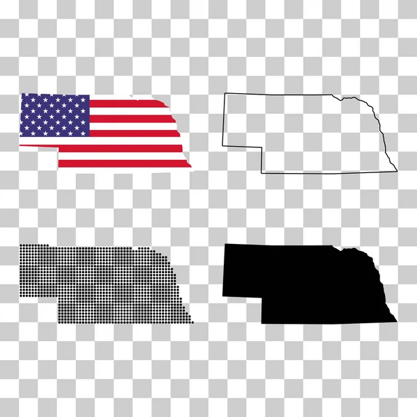 Set Nebraska Map United States America Flat Concept Icon Vector — Vettoriale Stock