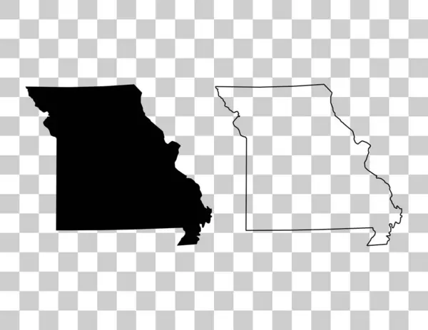 Conjunto Missouri Mapa Estados Unidos América Icono Concepto Plano Vector — Vector de stock