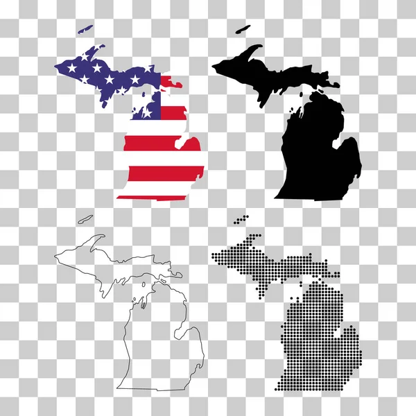 Set Michigan Map United States America Flat Concept Icon Vector — Stock Vector