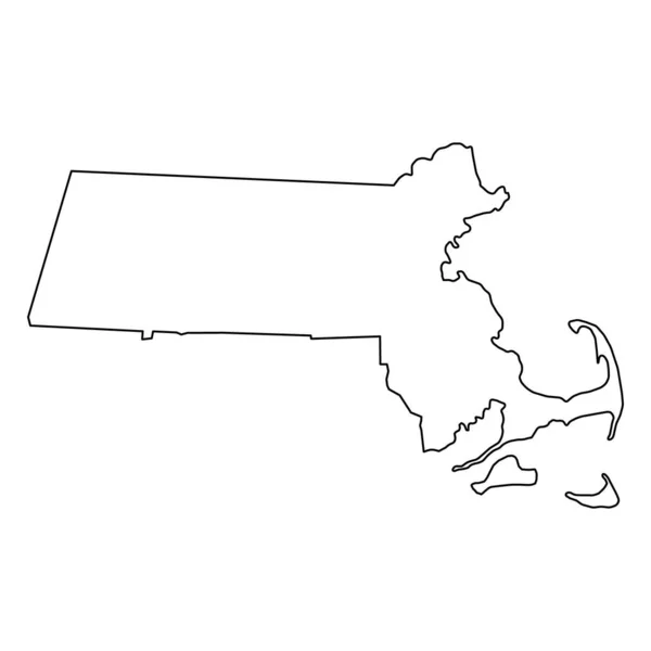 马萨诸塞州的地图形状 美国的统一州 平面概念图标符号矢量插图 — 图库矢量图片