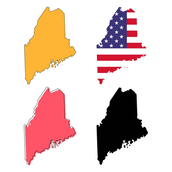 Conjunto Mapa Maine Estados Unidos América Icono Concepto Plano Vector — Vector de stock