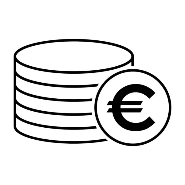 Pièce Monnaie Euro Pile Conception Argent Icône Plate Illustration Vectorielle — Image vectorielle