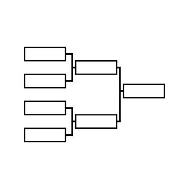 Bracket spor turnuvası, boş eleme olayı işareti, playoff eşleşmesi illüstrasyonu .