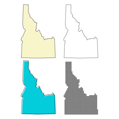 Idaho haritası seti, Amerika Birleşik Devletleri. Düz konsept vektör çizimi .