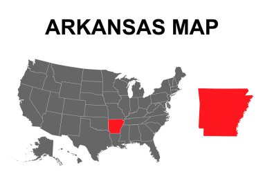 Arkansas haritası şekli, Amerika Birleşik Devletleri. Düz konsept simge vektör çizimi .
