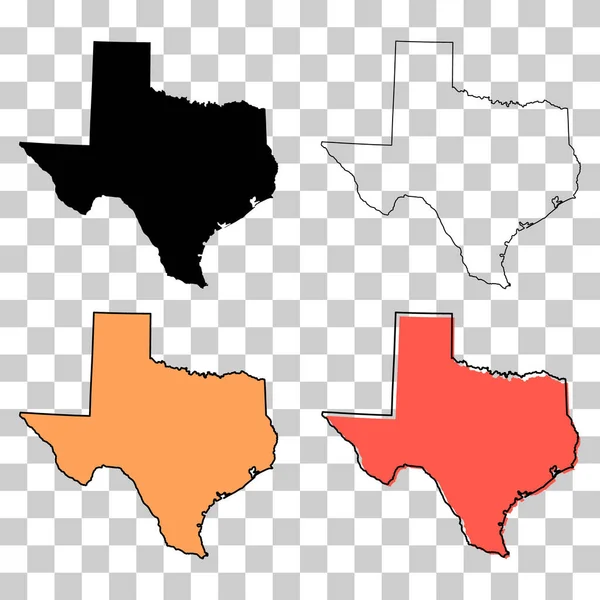 Satz Von Texas Landkarte Form Vereinigte Staaten Von Amerika Flache — Stockvektor