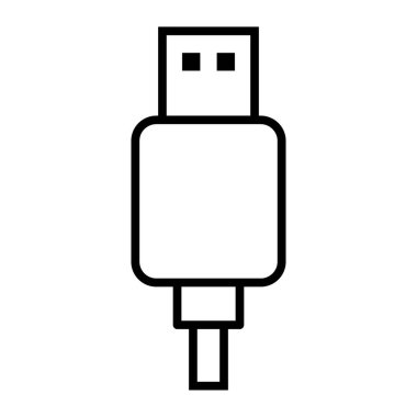 USB kablo ikonu teknolojisi, bağlantı aygıtı işareti, elektronik taşınabilir sembol, vektör illüstrasyon ortamı .