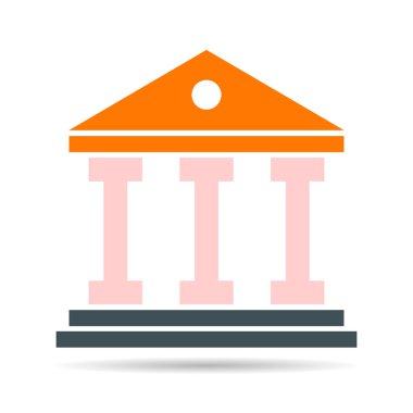 Üniversite mimarisi gölge simgesi, müze Roma sembolü, düz tasarım vektör illüstrasyonu .