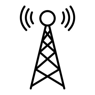 Sinyal kulesi simgesi, kablosuz ağ işareti, anten dalgası radyo vektör çizimi .