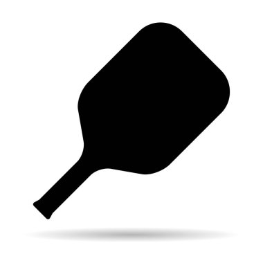 Pickleball raket sporu, kapalı kürek gölgesi ikonu, düz web sembolü illüstrasyonu .